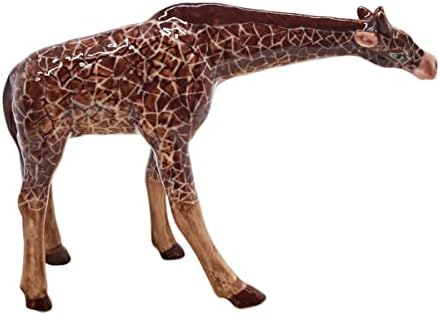 WitnyStore Tiny 2¾" Brown Standing Look Right Giraffe Figurine - Miniature Hand Made Ceramic Giraffes Tropical Savanna Africa Wild Life Cute Animals Porcelain Decorative Collectible Figure Décor Gifts