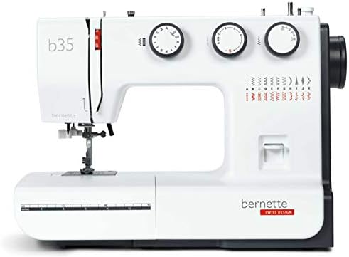 Bernette B35 Sewing Machine Swiss Design with 23 Stitches, 7 Presser Feet, Automatic Buttonhole, Quilting, Heavy-Duty Build, LED Light, Portable