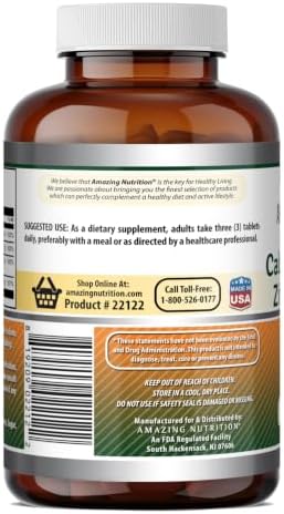 Amazing Formulas Calcium Magnesium Zinc D3-300 Tablets Per Bottle Supplement (Calcium 1000mg - Magnesium 400mg - Zinc 25mg Plus Vitamin D3 600 IU - Per Serving of 3 Tablets)