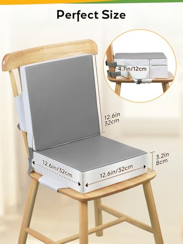 Booster Seat for Kitchen Chair - Toddler Booster Seat for Dining Table - PU Washable Double-Safety Straps with Buckle