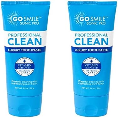 GO SMILE Professional Clean Luxury Whitening Toothpaste, large 3.4oz tube, Enriched with Vitamins A, C & E, Mint Flavor eliminates bad breath, Removes Stains, Dentist Recommended, Made in the USA