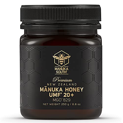 Manuka Honey New Zealand - Raw Manuka Honey UMF 20+ Certified (MGO 829+) - Natural, Non-GMO Manuka Honey from Manuka South - 250g/8.8oz