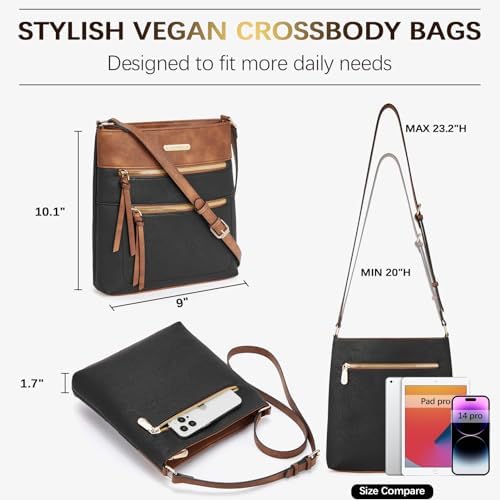 BOSTANTEN Crossbody Purses for Women Medium Shoulder Bag Quilted Handbags with Zipper Pocket