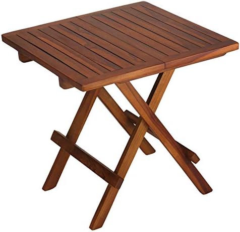 Ravinia Folding Teak Small Table, Oiled Finish Brown