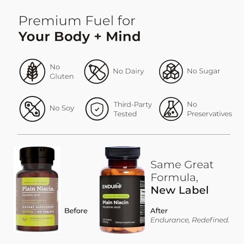 ENDUR Niacin IR (Immediate Release) Nicotinic Acid 500 mg (100 ct) | Immediate release formula, allergen-free clean label, vegan and gluten-free