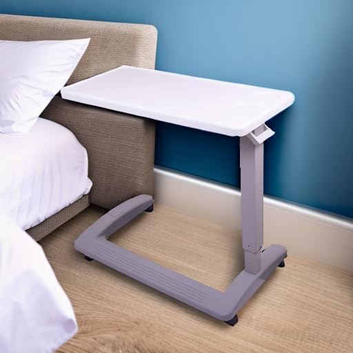 Carex Rolling Overbed Table, Hospital Bed Table, Laptop Tables for Recliner, Bed, Bedside and Sofa, Computer Tables, Hospital Tray
