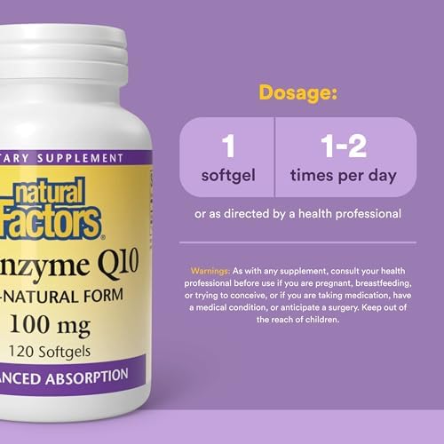 Natural Factors Coenzyme Q10 - Antioxidant Support Supplement Supports Cellular Energy Production - Better Absorption Aids Healthy Heart Function
