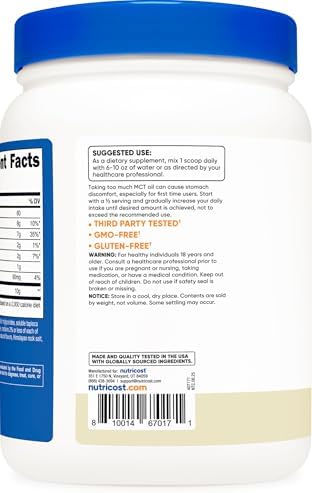 Nutricost Premium MCT Oil Powder (Vanilla) 1 LB, Zero Net Carbs, GMO-Free