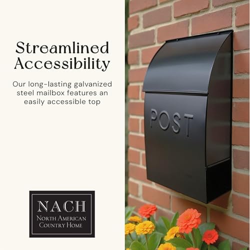 NACH Mailboxes for Outside Wall Mount, 15 x 10 x 4 inches, Red Wall Mounted Mailbox and Newspaper Holder, Waterproof Mailbox for Door - The Milano Mailbox