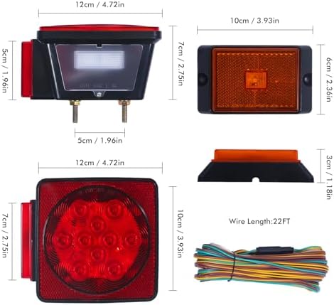 MAXXHAUL 70205 Trailer Light Kit - 12V All LED, Left and Right Waterproof Submersible for Trailers, Boat Trailer Truck Marine Camper RV Snowmobile
