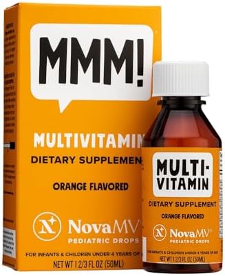 NovaFerrum MMM | Multivitamin for Kids, Infants and Toddlers | Vitamin C, D3, E | Gluten Free Certified | Sugar Free | No Artificial Colors | Ages 4 & Under | Orange Flavored | 2 Fl Oz (50 mL)