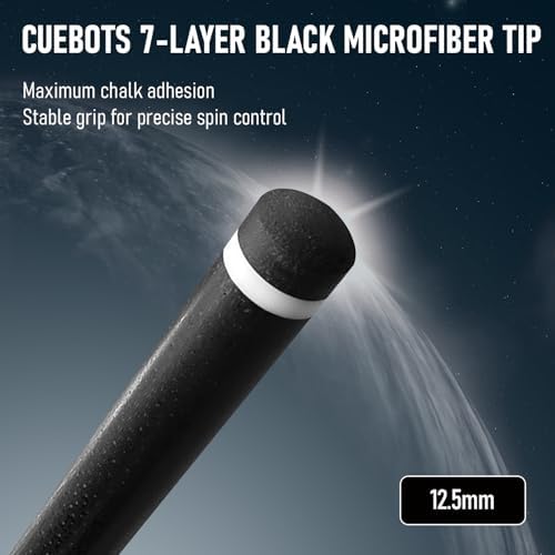 CUEBOTS Glass Fiber Cue, Glass Fiber House Cue Stick, Club Cue, Cue for Beginners, Durable Uni-QR, 3/8-10, 5/16-18 Joint, Long Lasting Glassfiber Shaft, 7-Layer Microfiber Tip