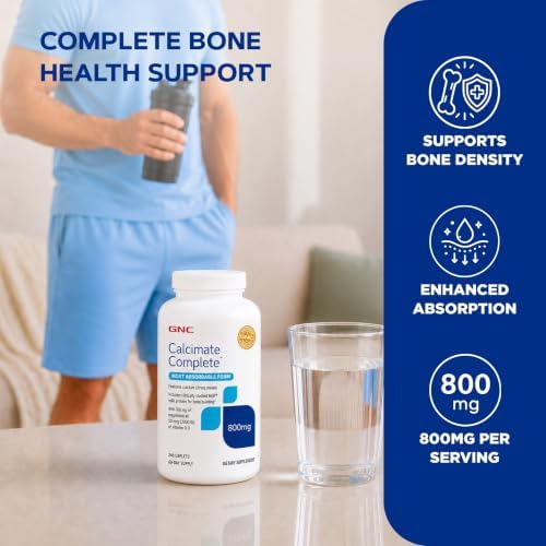 GNC Calcium Complete 800mg, Supports Bone Density, 240 Caplets, 60 Servings