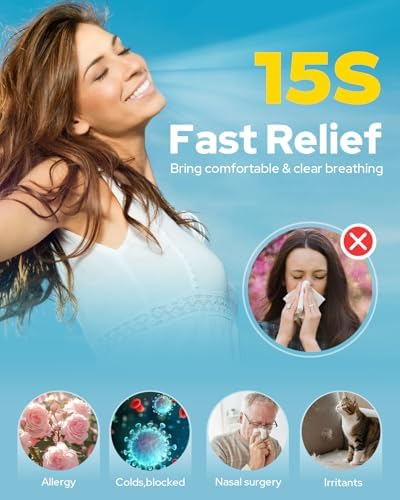 Nasal Irrigation System with 40 Saline Packets, 15s Quick Relief, Nettie Pot Sinus Rinse with 4 Speeds, 1000mah USB-C Charging