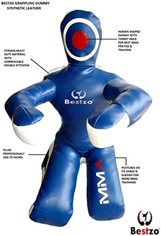 Bestzo MMA Martial Arts Brazilian Grappling Dummy Jiu Jitsu Punching Bag Sitting Position-Unfilled Hands on Front