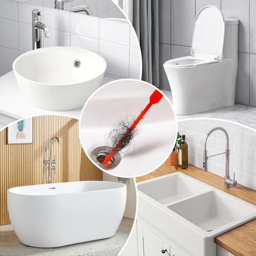 25ft Drain Auger Heavy Duty, Professional Plumbing Snake with Drill Adapter, Manual & Powered Clog Remover for Kitchen, Bathroom, Shower Sink & Bathtub, Flexible Pipe Snake Cleaner with Gloves