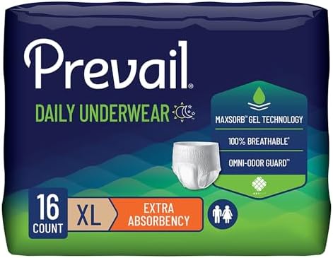 Prevail Daily Protective Underwear - Unisex Adult Incontinence Underwear - Disposable Adult Diaper for Men & Women - Maximum Absorbency - Small - 88 Count (4 packs of 22) | Disposable, Incontinence, Extra Absorbency