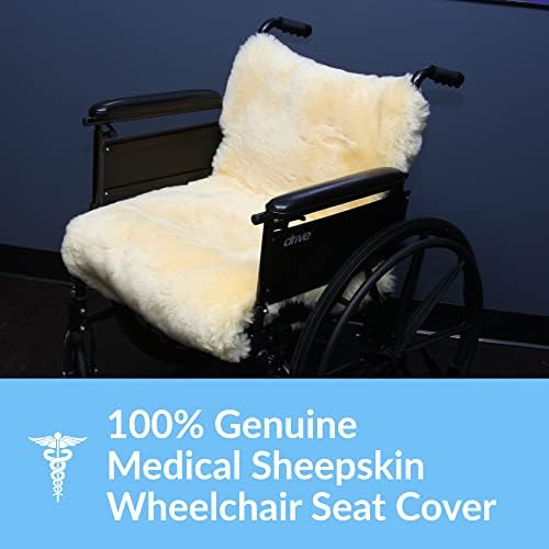 Sheepskin Ranch Natural Wool Wheelchair Seat Pad, Cushion for Tailbone, Sciatica, Skin Irritation, Discomfort & Back Pain Relief, Suitable as Office Chair, Wheelchair & Seat Cushion, Made in The USA