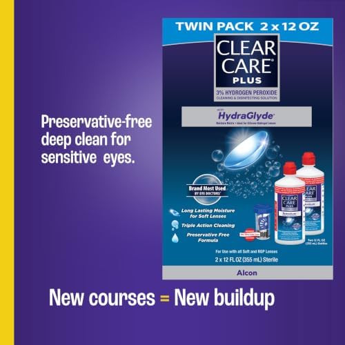 CLEAR CARE PLUS Cleaning & Disinfecting Contact Lens Solution 12 Oz, 2 Pack
