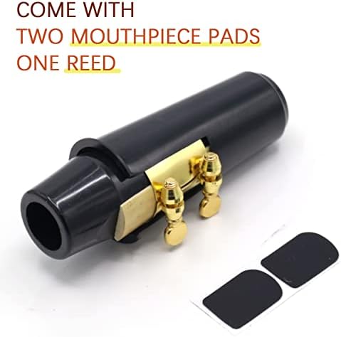 Alto Sax Mouthpiece Set with Gold Metal Ligature Pads and Reed | includes two cushion pads, standard alto sax fit, full replacement kit