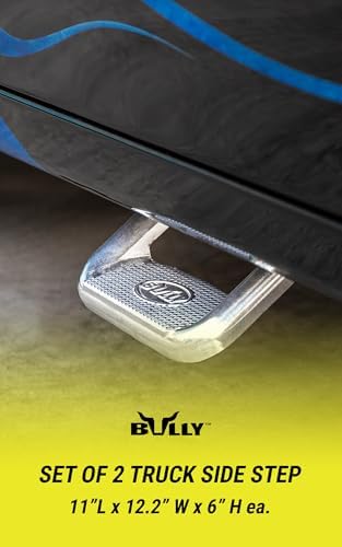 Bully AS-600 Polished Aluminum Universal Fit Truck Side Step Set of 2 for Trucks from Chevy (Chevrolet), Ford, Toyota, GMC, Dodge RAM