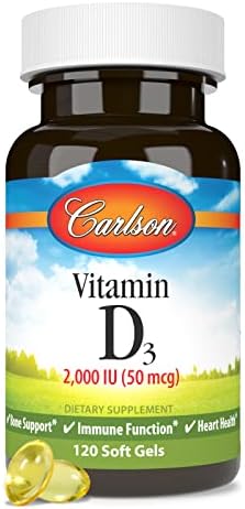 Carlson Vitamin D3, 2000 IU (50 mcg), Bone Health, 360 Softgels | Muscle Health; Cholecalciferol; Vitamin D Supplements; Vitamin D3 Soft Gels