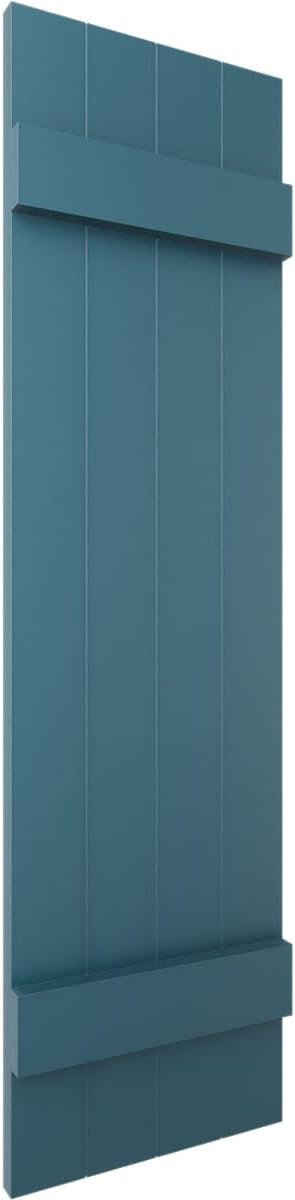 14"W x 59"H Lifetime Vinyl, Standard Four Board Joined, Board-n-Batten Shutters, w/Installation Shutter-Lok's & Matching Screws (Per Pair), Forest Green