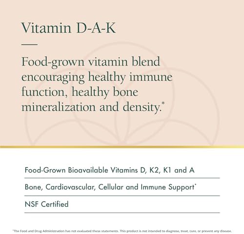Natura Health Products D-A-K ADK Vitamin D3 5000 IU K2 K1 & A 60 Capsules | 50 mcg K2, 550 mcg K1 and 1000 IU A support calcium metabolism, bone