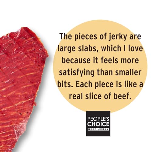 People's Choice Big Slab Beef Jerky - Whole Muscle - Hot & Spicy, 19.2 oz | Thin Sliced Slabs, 9 g Protein Per Serving, Low Sodium Recipe, 15 Count Pieces, Preservative Free, 365 Day Shelf Life