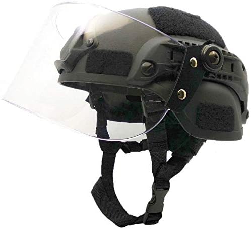 Airsoft MICH 2000 ACH Tactical Helmet with Clear Visor NVG Mount and Side Rail