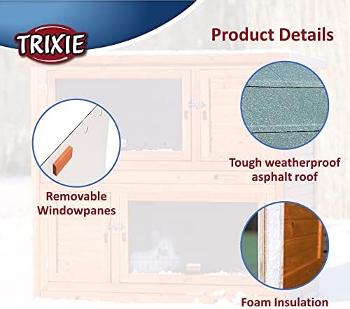 Trixie 2-Story Rabbit Hutch with Retreat Area, Non-Slip Ramp, Hinged Roof with Locking Arm, 4 Doors, 2 Metal Slide Latches, and Pull-Out Trays for Easy Cleaning