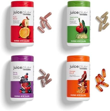 JuicePlus+ Fruit & Vegetable Blend, 2 Bottles (60+60 Servings) | Made from 20 whole fruits & vegetables — peels, leaves, seeds included — convenient daily fruit and veggie blend