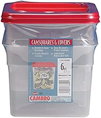Cambro Set of 3 Square Food Storage Containers with Lids, 2 Quart