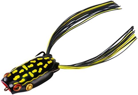 BOOYAH Poppin' Pad Crasher Topwater Bass Fishing Hollow Body Frog Lure with Weedless Hooks