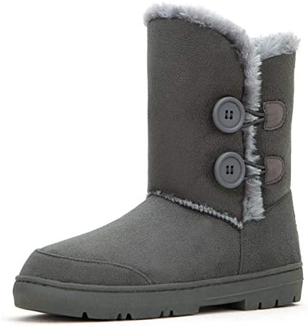 CLPP'LI Womens Twin Button Fully Fur Lined Winter Snow Boots