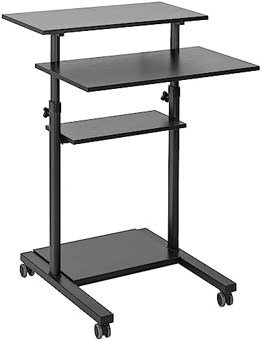 VIVO Black Mobile 28 inch Standing Desk Workstation, CART-V02DB