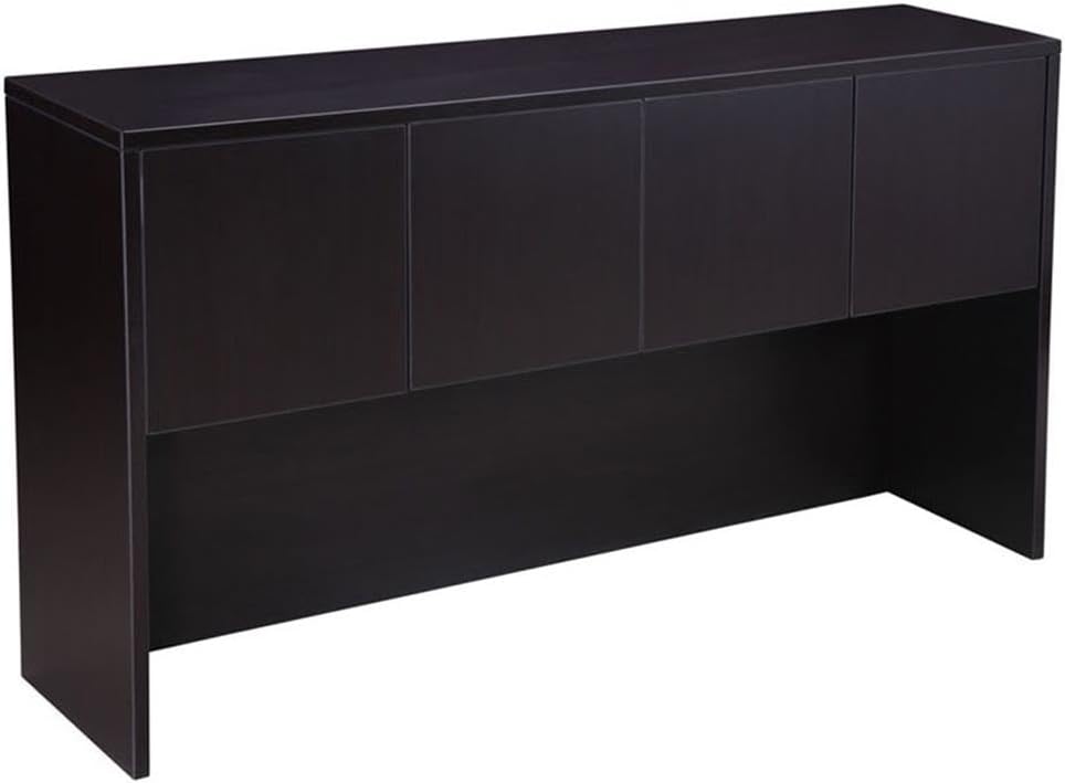 Boss Office Products Holland Executive U-Shape Desk with Lateral File Storage and Hutch, 66", Mocha