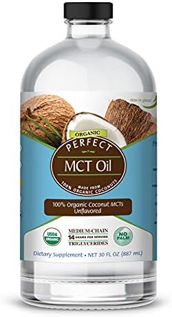 Perfect Supplements – Perfect MCT Oil – 30oz – Organic Coconut MCTs Unflavored Oil – Boosts Sustainable Energy for Body & Brain