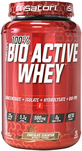 iSatori 100% Bio-Active Whey Protein Chocolate Flavor - 26 Servings | Whey Isolate, Hydrolysate, Concentrate, BCAAs, Colostrum Peptides, 25g Protein Per Serving, Muscle Growth and Recovery
