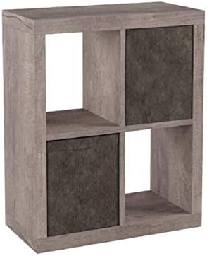 Better Homes and Gardens.. Bookshelf Square Storage Cabinet 4-Cube Organizer (Weathered) (Rustic Gray, 4-Cube)-L8
