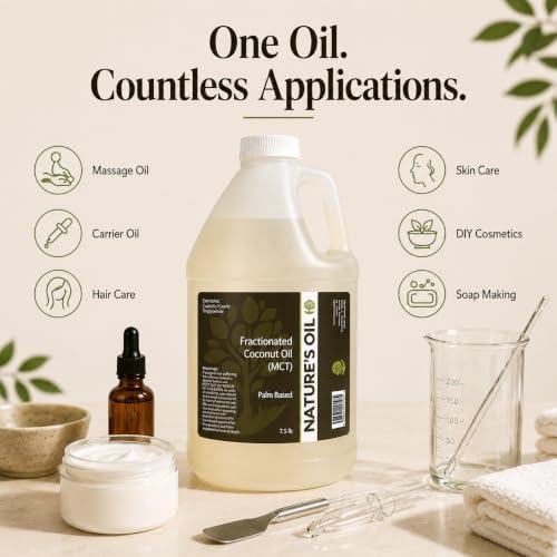 Fractionated Coconut Oil (MCT Oil) Oil Gallon for Massage, Diluting Essential Oils, Hair & Skin Care Moisturizer - by Nature's Oil
