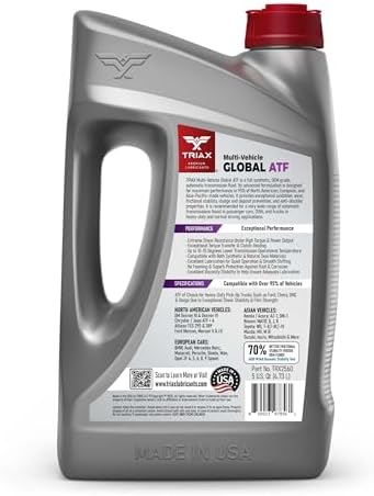 TRIAX Multi-Vehicle Global ATF Full Synthetic | Compatible with Honda DW-1, Dexron III & VI, Mercon V, Nissan Matic, ATF +4, TES 295 & More | OEM Grade Automatic Transmission Fluid (1 Quart)