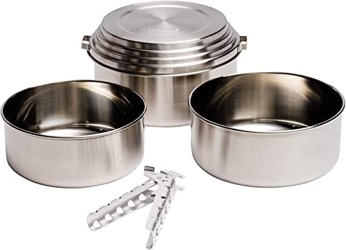 Solo Stove 3 Pot Set - Stainless Steel Camping Backpacking Cookware Kitchen Kit | Pot Gripper Included for Rocket Stove Camp Cooking