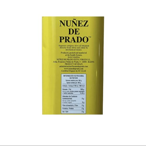 Nuñez de Prado Extra Virgin Olive Oil – USDA Organic, DOP Baena, First Cold Pressed, Family Estate Harvest, 33.8 fl oz (1 Liter)