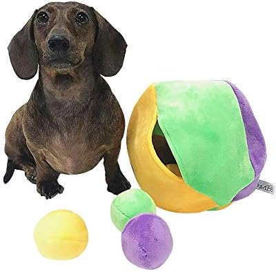Midlee Hide a Ball Puzzle Dog Toy with 10 Plush Squeaker Balls (Small) | Interactive, Boredom Buster, Play Pet Squeaky