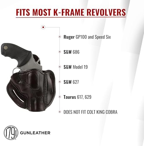 1791 Gunleather K-Frame Holster Fits 2.75" Barrel GP100, S&W 686, Model 66