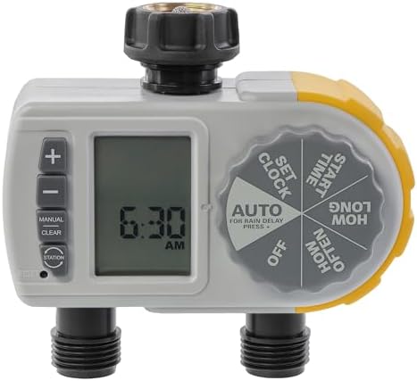 Solterra 28153 Single-Dial Two-Outlet Hose Timer, Gray