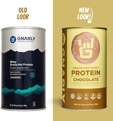 Gnarly Nutrition Chocolate Protein Powder – NSF Sport Certified – 25g Protein, Muscle Repair – Grass Fed Whey Powder, Smooth Taste – Chocolate, 32 oz