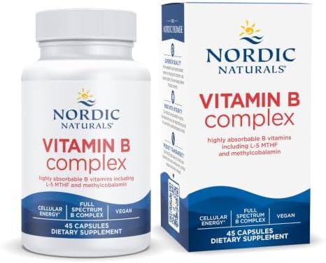 Nordic Naturals Vitamin B Complex, Energy Metabolism - 45 Capsules | 8 essential B vitamins: B1 Thiamine, B2 Riboflavin, B3 Niacin, B6, B12, B9 Folate