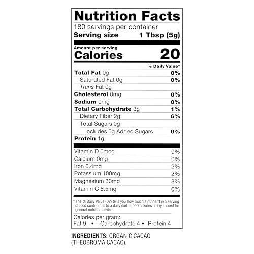 BetterBody Foods Organic Cacao Powder, Rich Chocolate Flavor, Non-GMO, Gluten-Free, Cocoa, 16 ounce, 1 lb bag